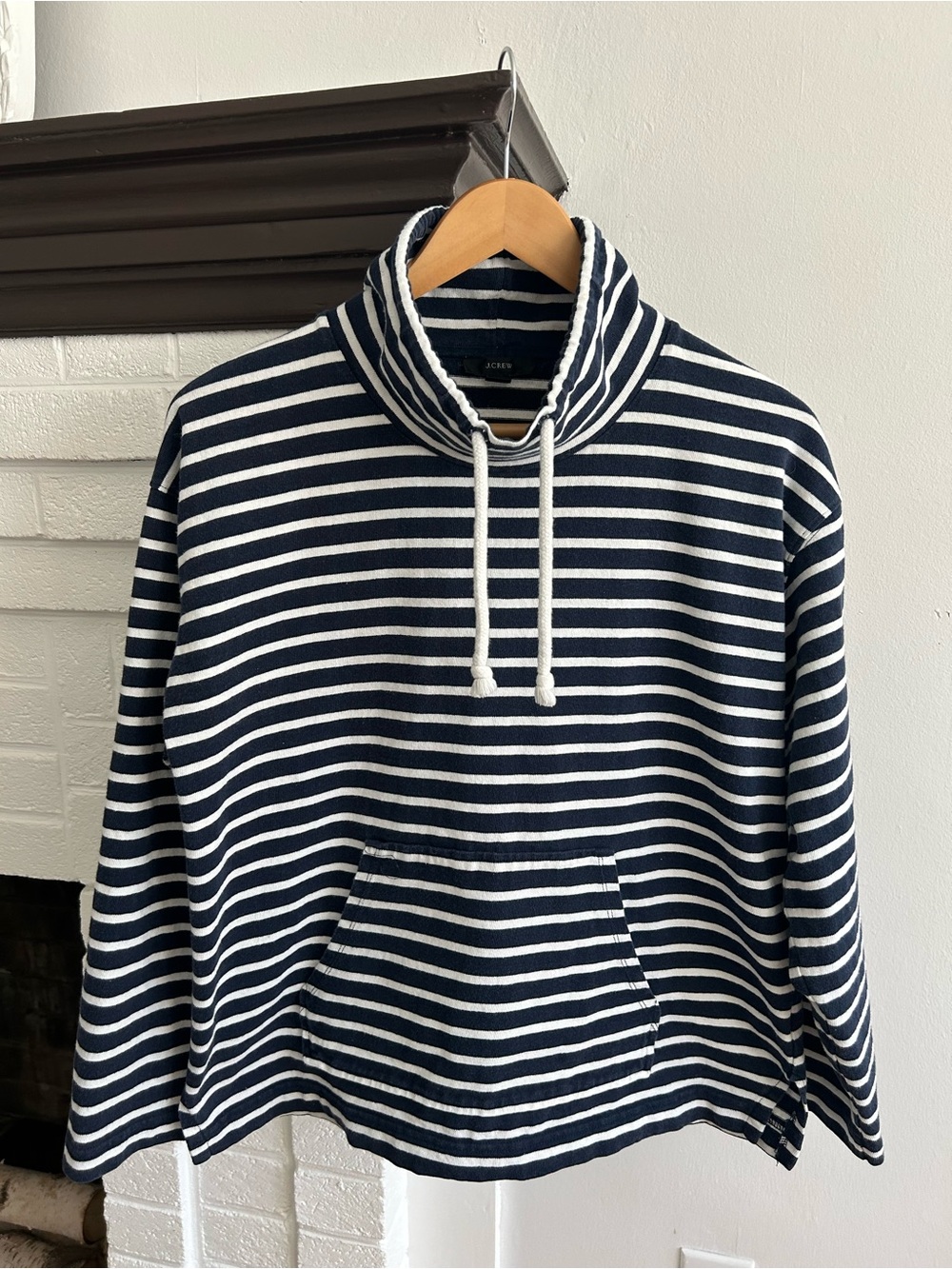 J. Crew Navy and White Striped Turtleneck Pullover